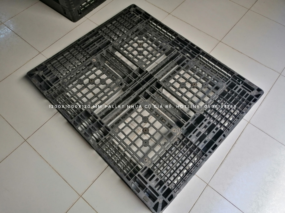 kích thước pallet nhựa cũ 1200x1000x120mm màu đen - 5
