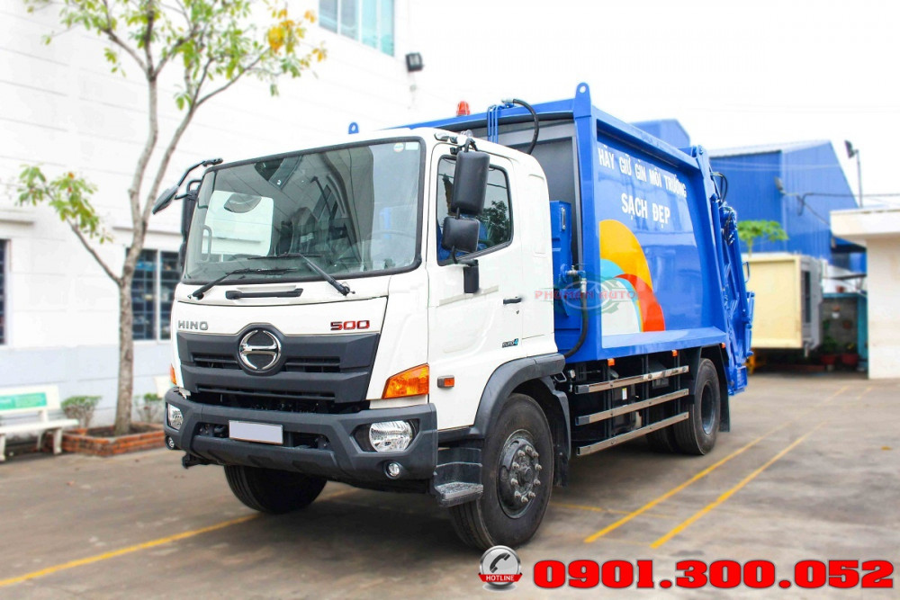 Xe ép cuốn ép rác 15 khối Hino FG8JJ7A - xe ép rác euro 4, 15 khối ga điện giá rẻ