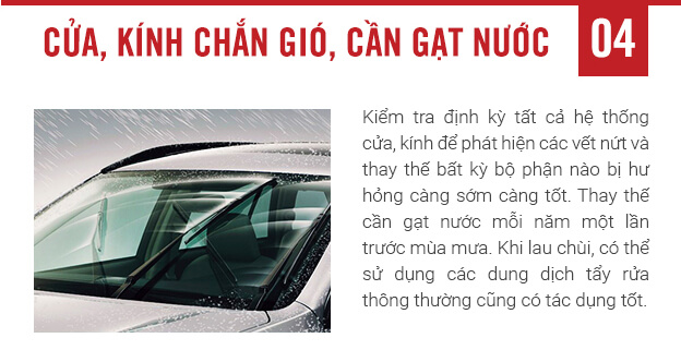 Bước 4: Cửa, k&iacute;nh chắn gi&oacute;, cần gạt nước