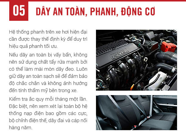 Bước 5: D&acirc;y an to&agrave;n, phanh, động cơ