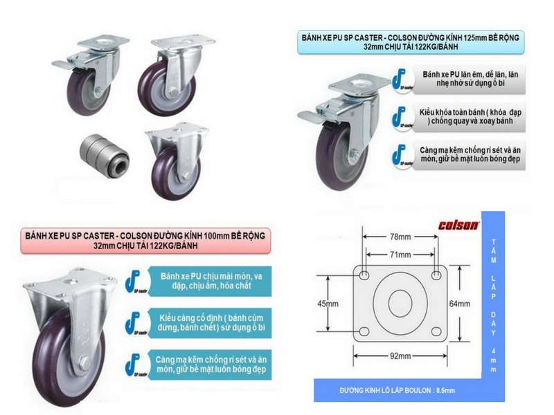 Ưu điểm của bánh xe PU SP Caster 