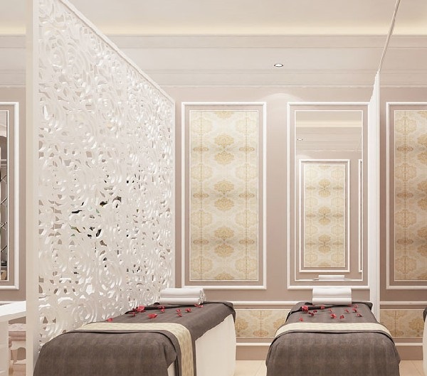 Sáng tạo với vách ngăn CNC hoa hồng trang trí Spa đẹp(2)