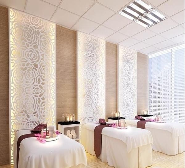 Sáng tạo với vách ngăn CNC hoa hồng trang trí Spa đẹp(3)