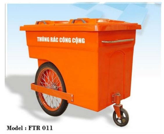 Xe đẩy rác 660l loại 4 bánh hoặc 3 bánh